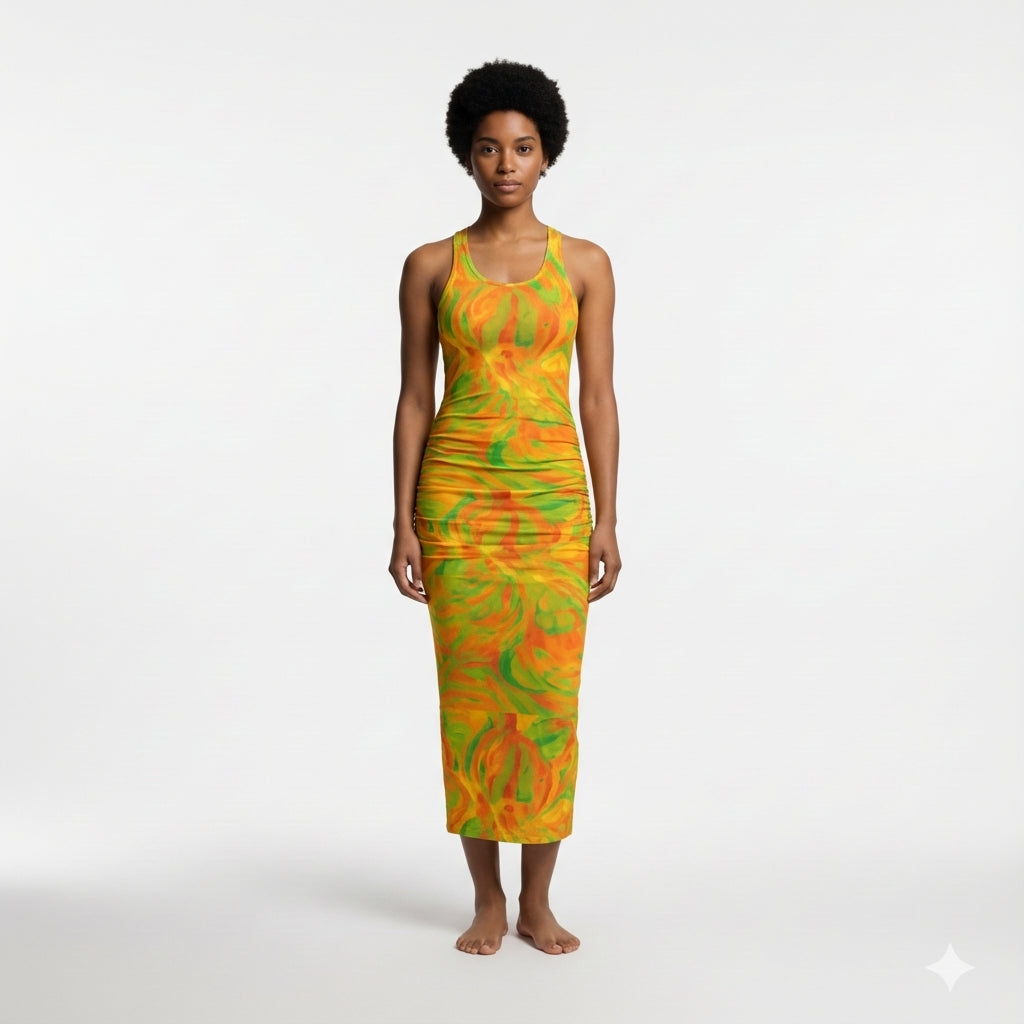 Racerback Shirred Tank Dress Fruity Noodles