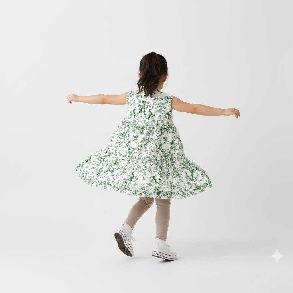 Parrot and Possum Toile Dress - In Vine