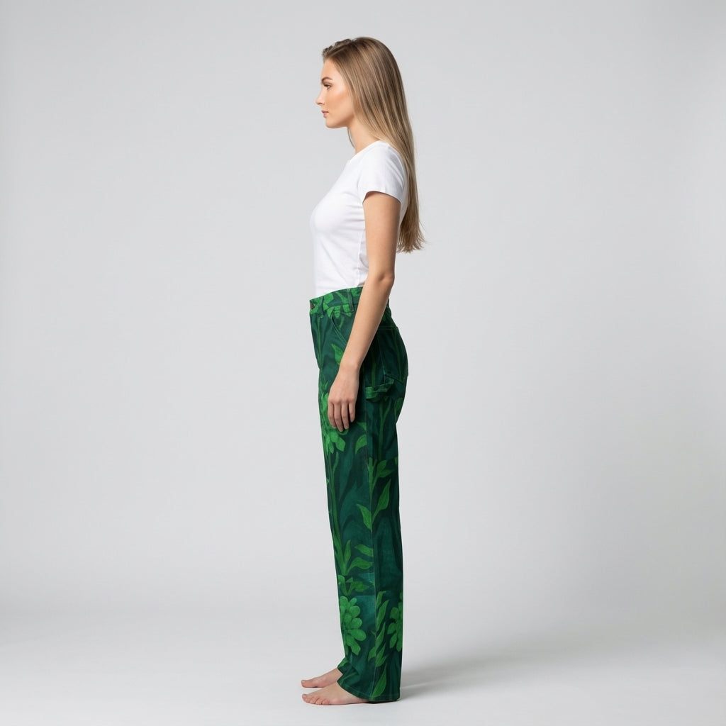 Carpenter Pants Green Flowers