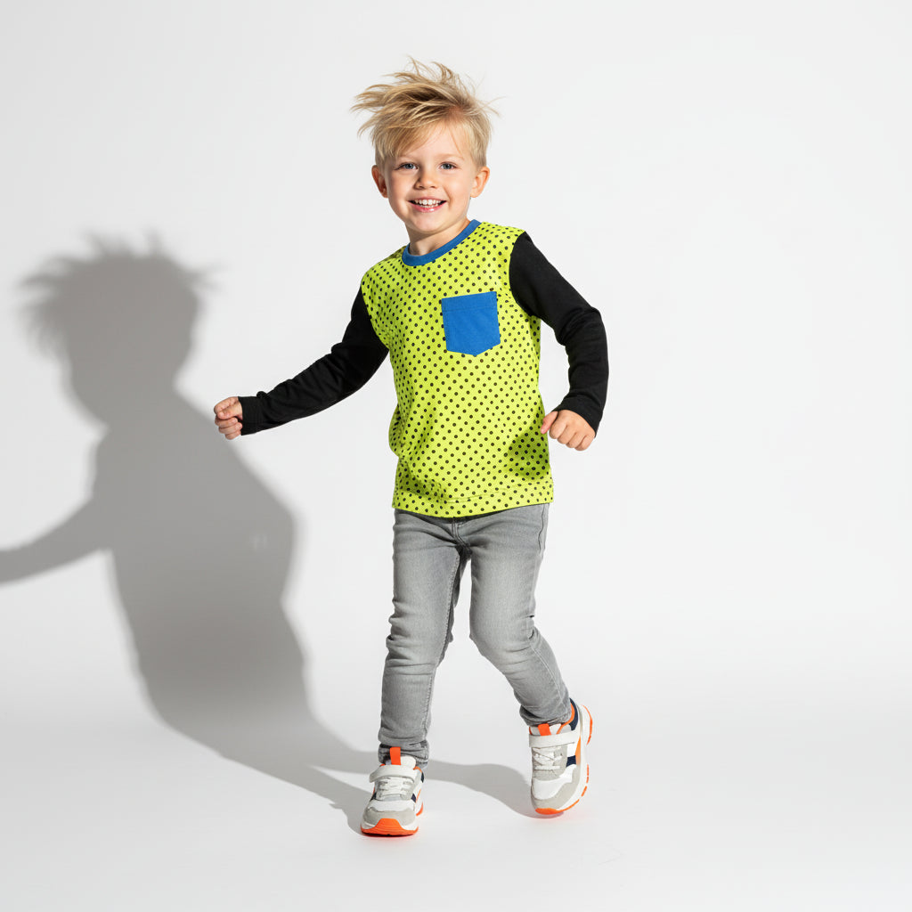 Boys Lime Dot Long Sleeve