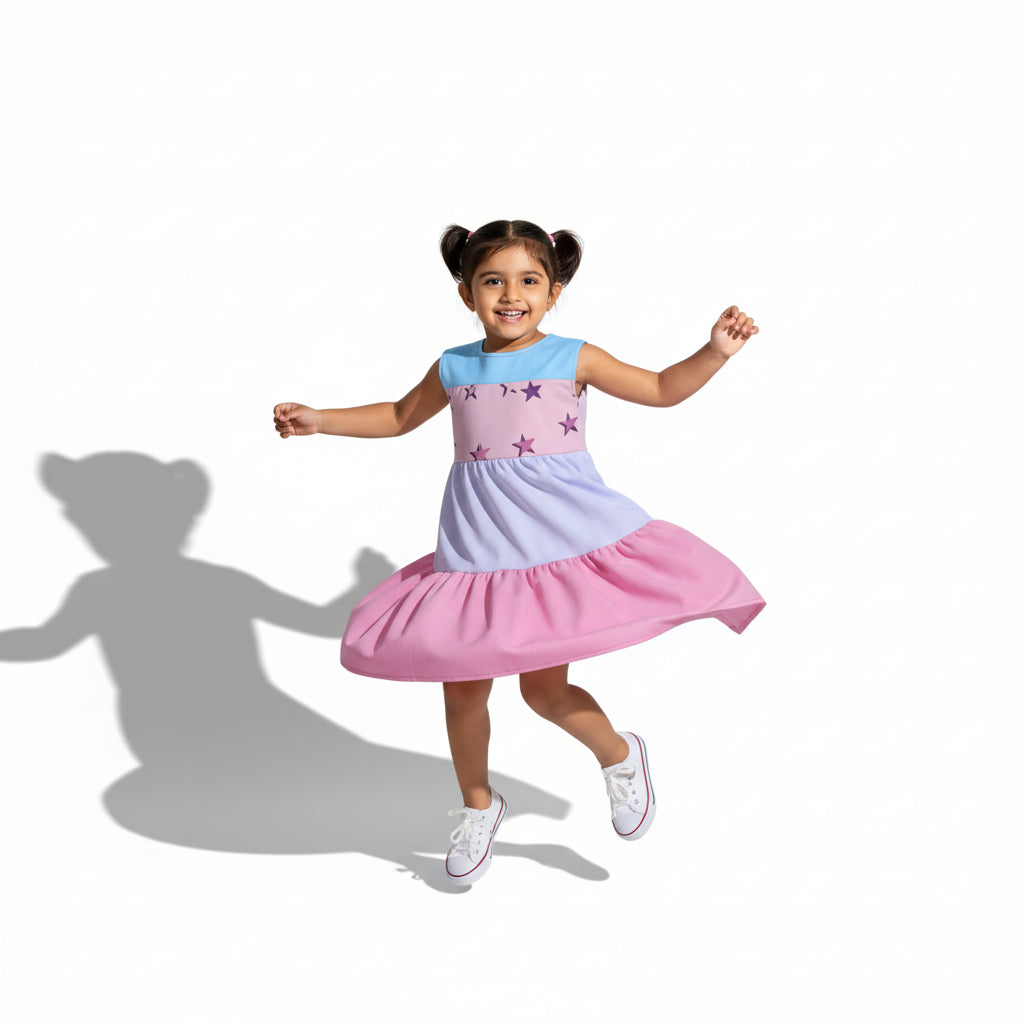 Ruffle Dress without Lining – Star Scatter Pastel