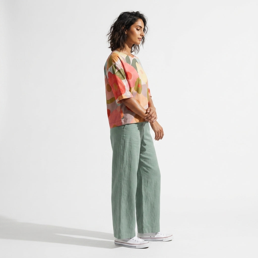Flat Floral Garden Woven Tee