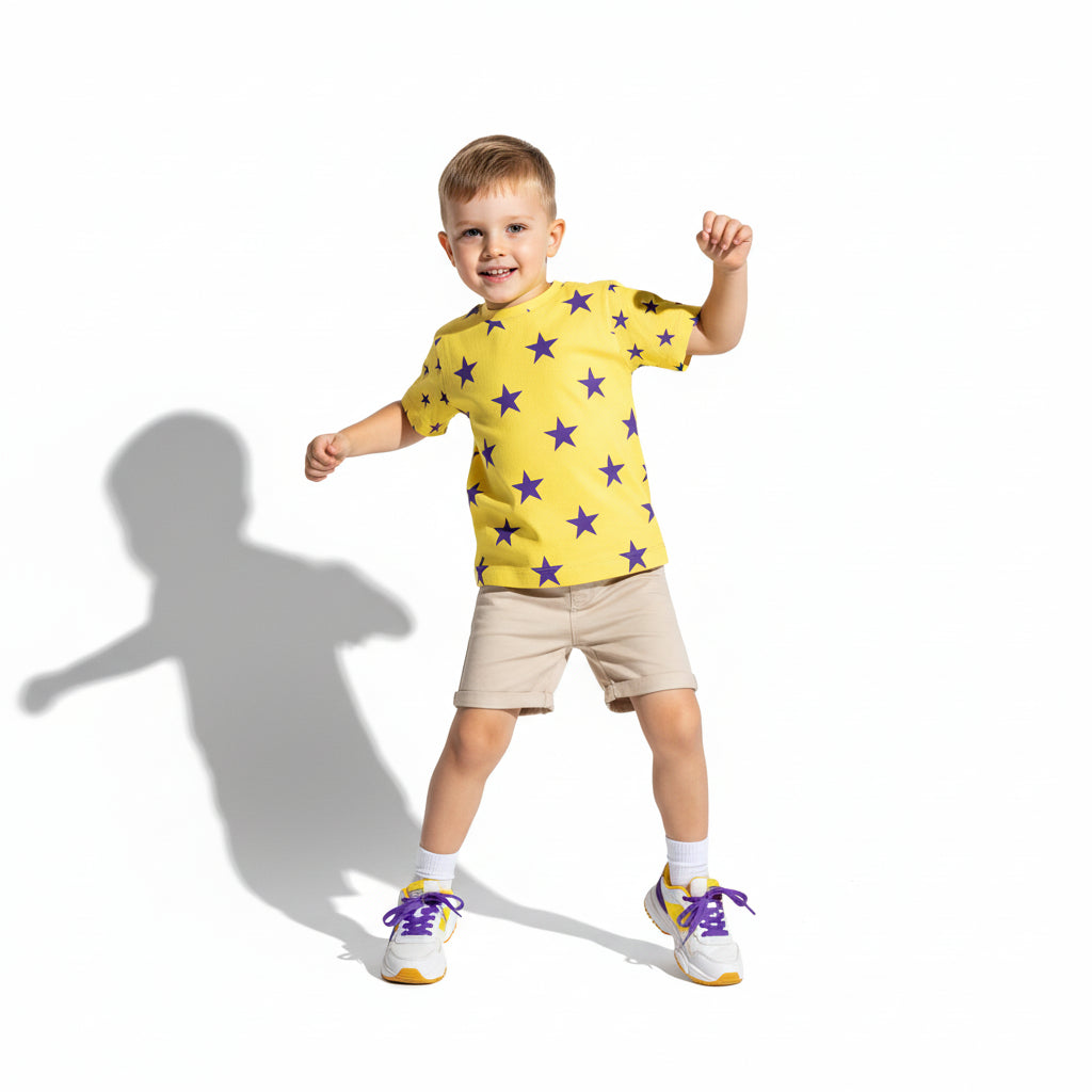 Unisex Star Tee(yellow/purple)