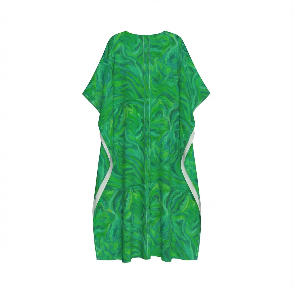 Caftan Green Noodles in Lightweight Organic Cotton Voile
