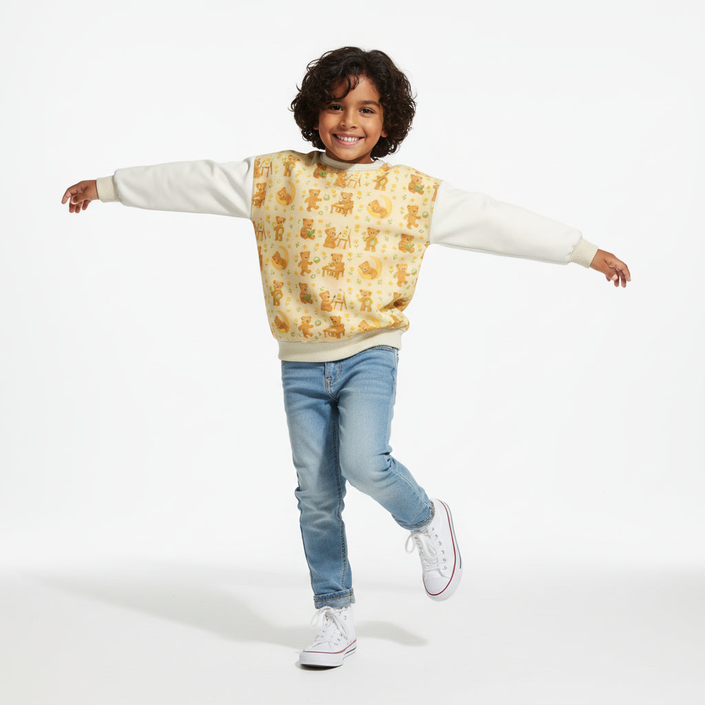 Beige Blouse with Playful Teddy Bears