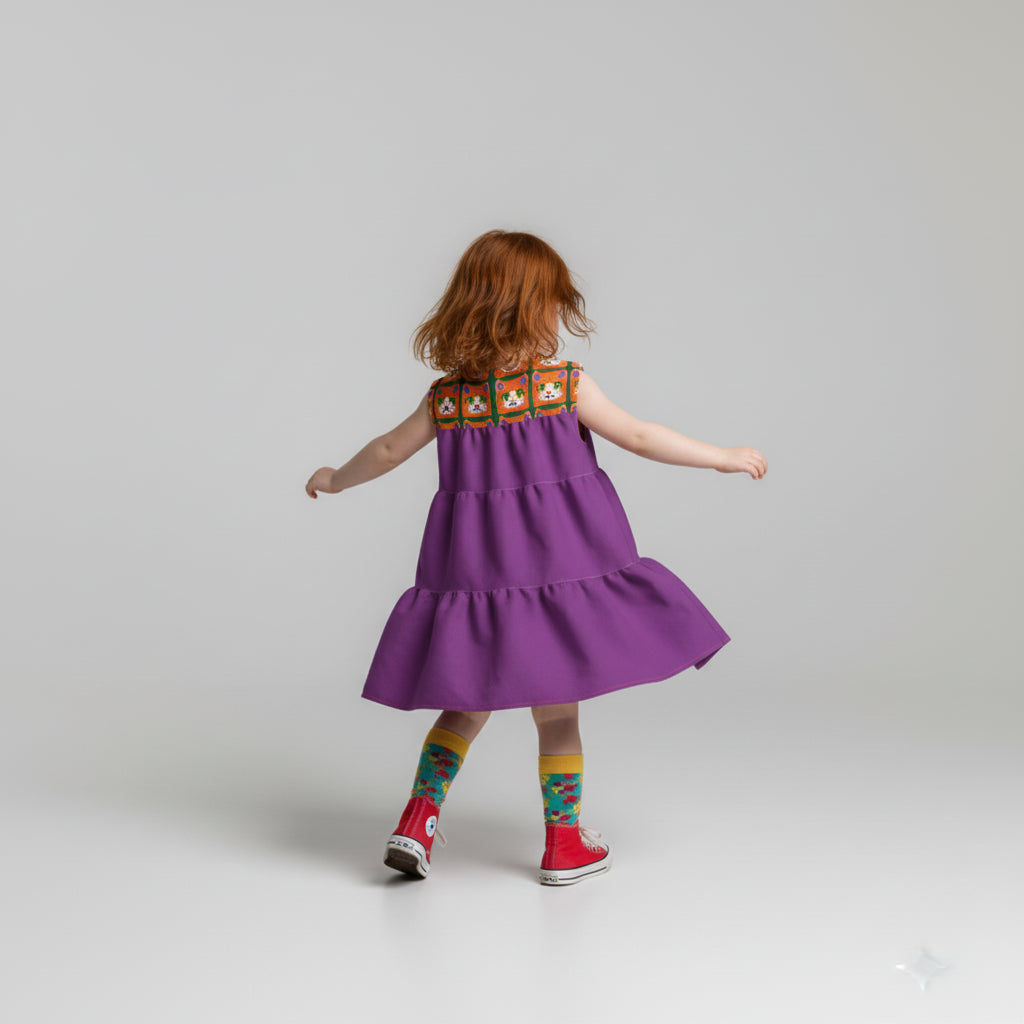 Cat Crochet Dress in Magic Purple