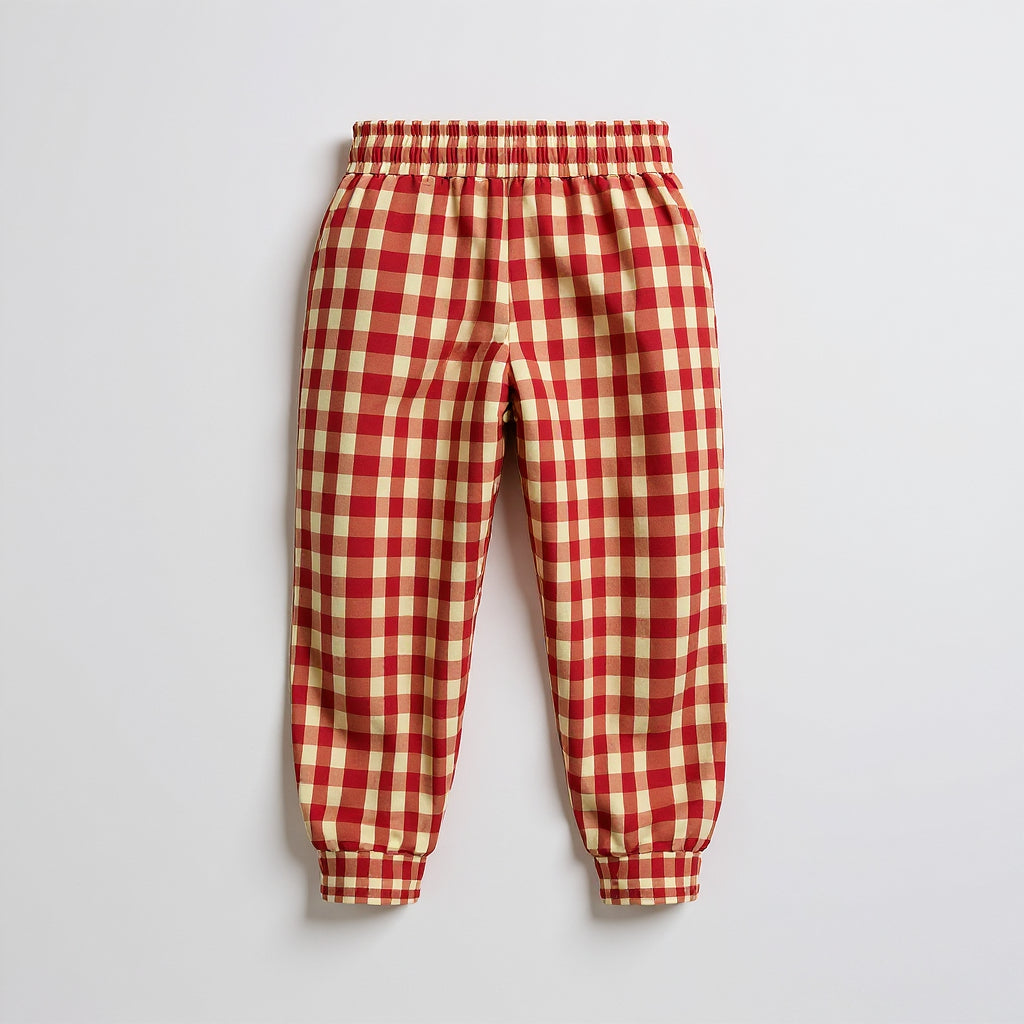 Yellow & Red Gingham Joggers