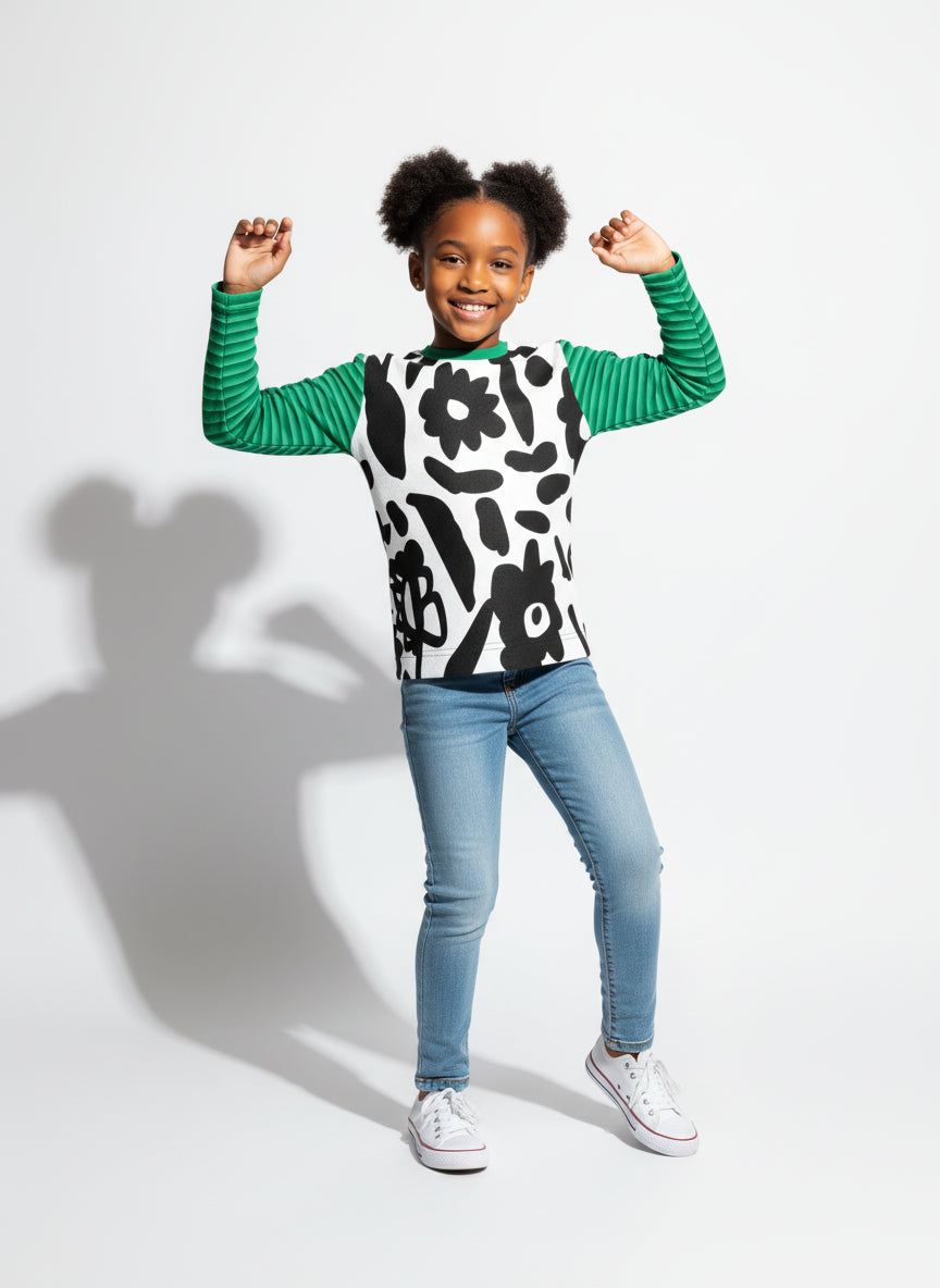 Girls Long Sleeve (green /black)