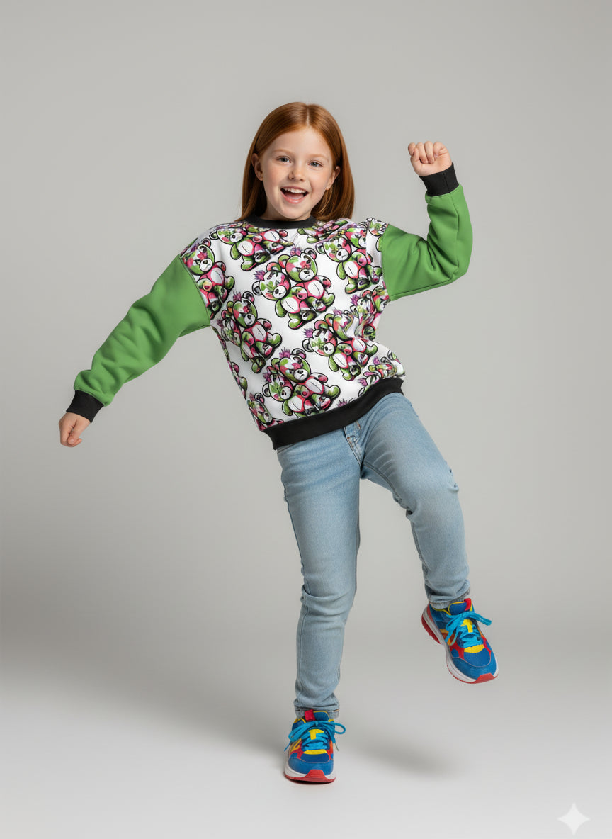 Unisex Toxic Bear Green/Pink Camo Sweat Shirt