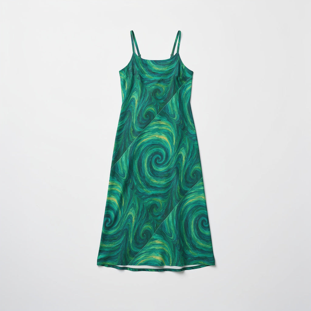 Bias Slip Dress Green Tornado