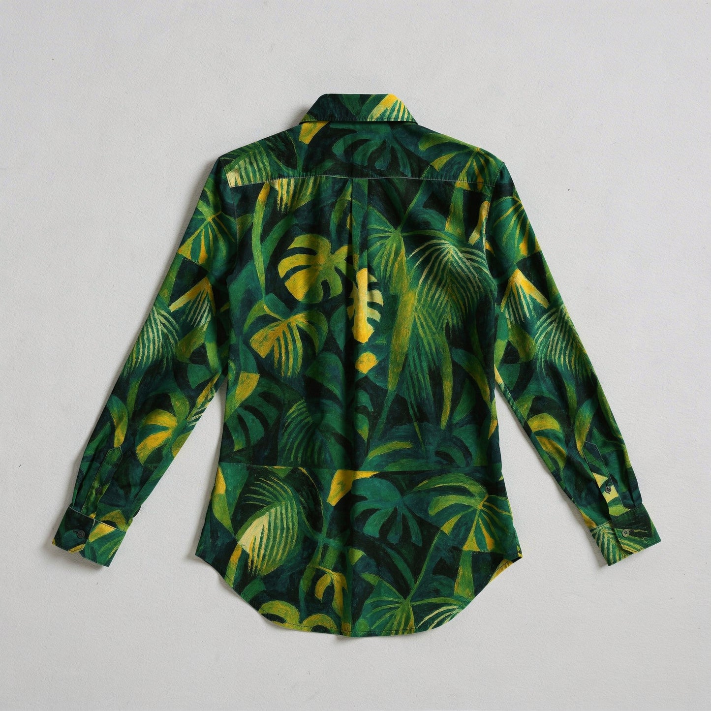 Button Front Shirt Green Leaves