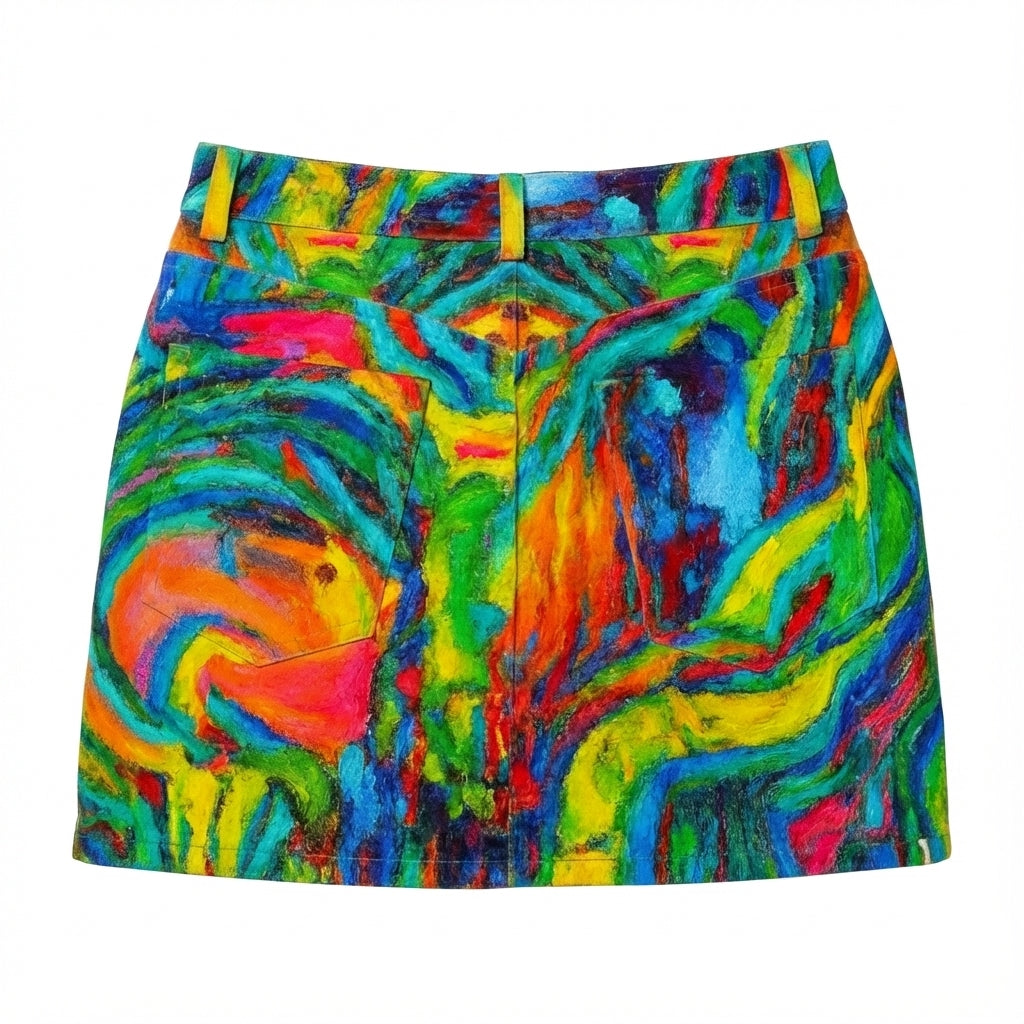 Denim Mini Skirt Green Jungle