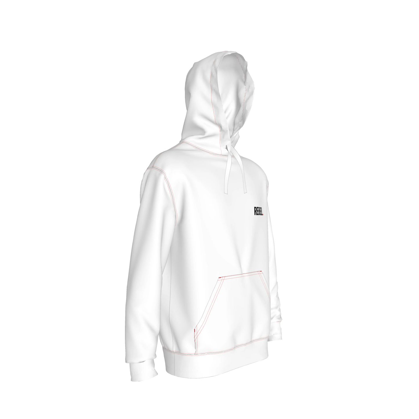 White Hoodie - Small Rebel front. Be a Rebel back