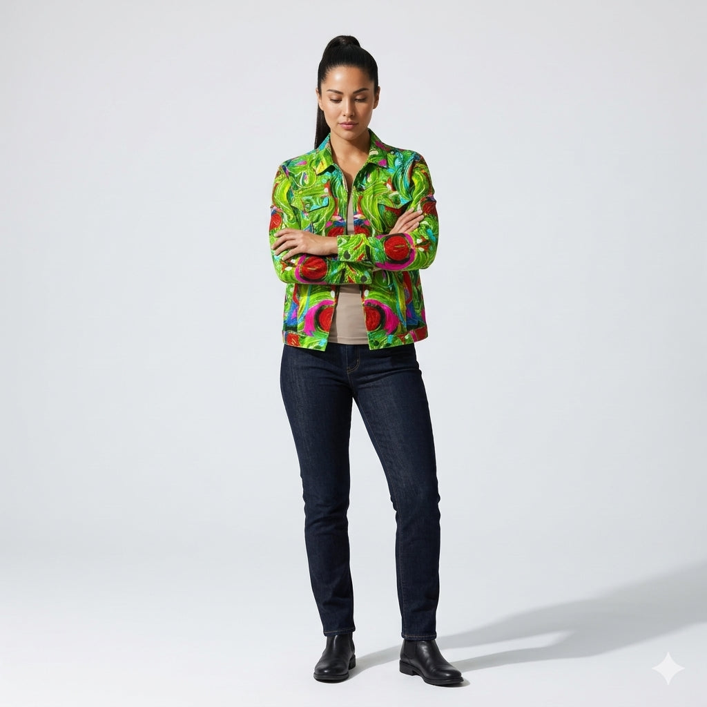 Demin Jacket Pink Water Lilies Jean Jacket