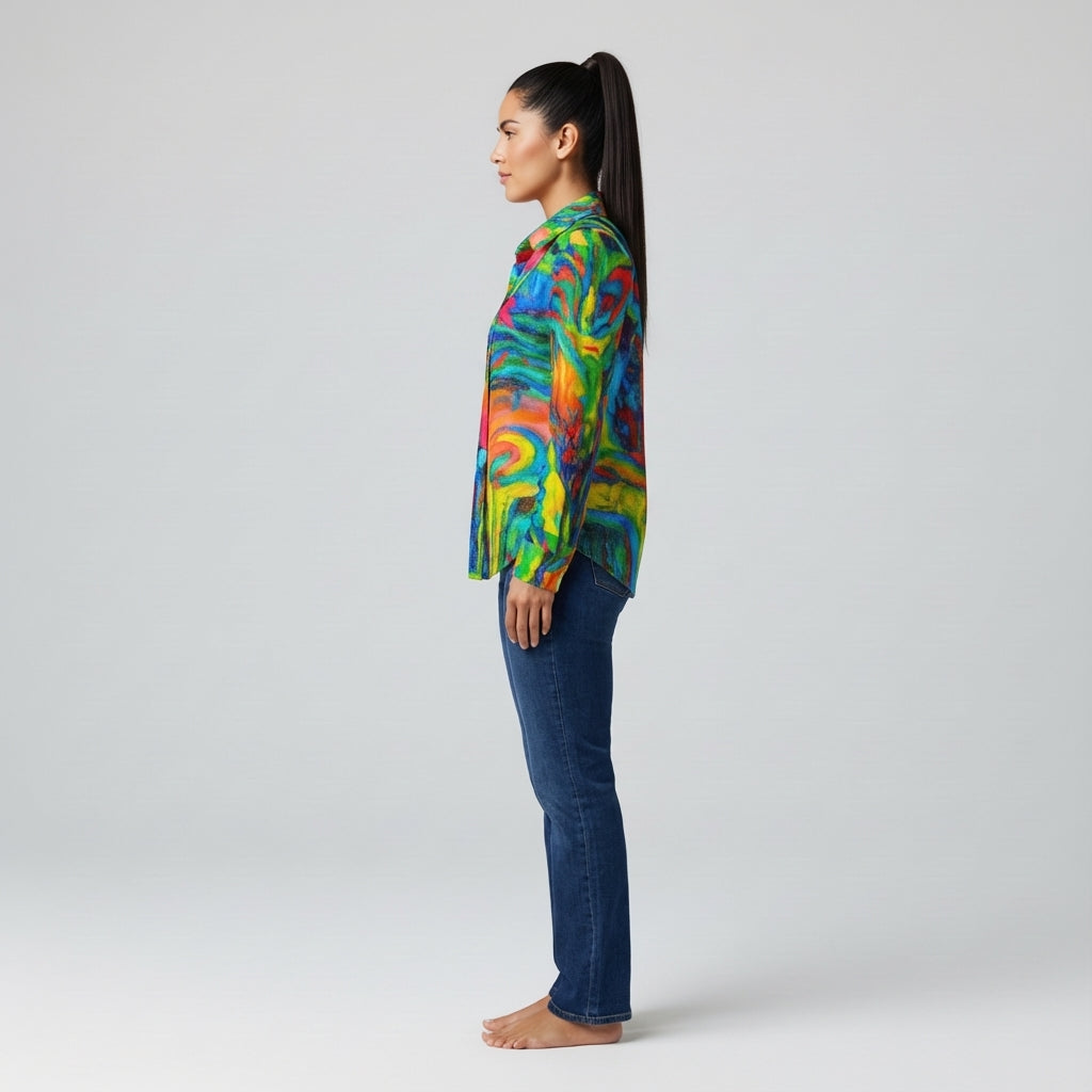 Button Front Shirt in Lightweight Cotton Poplin Green Jungle