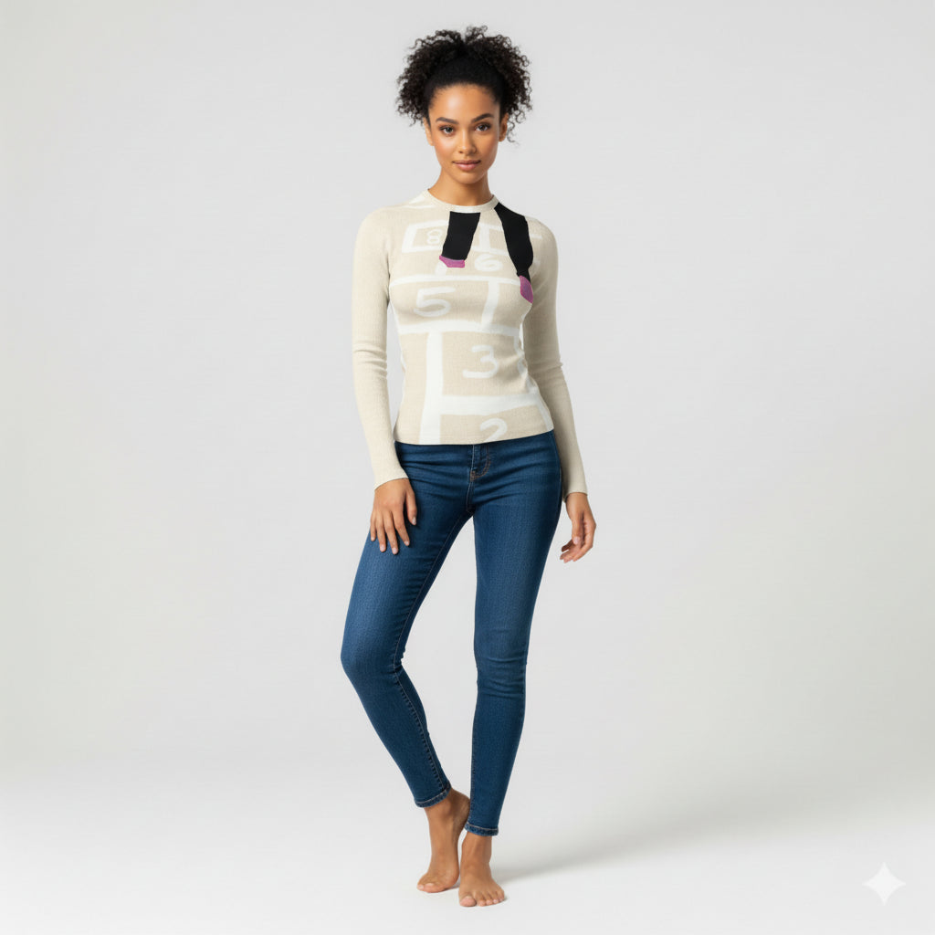 Trucamelo Long Sleeve T-shirt in Muslin White