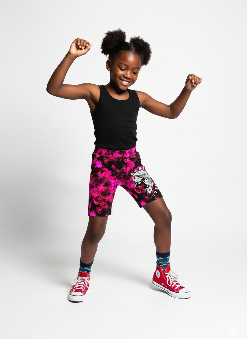 Pink Punk Skull Shorts