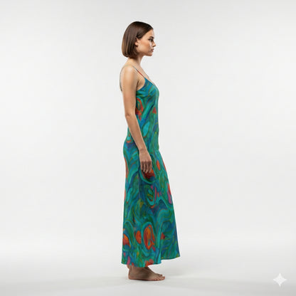 Bias Slip Dress Floral Swamp