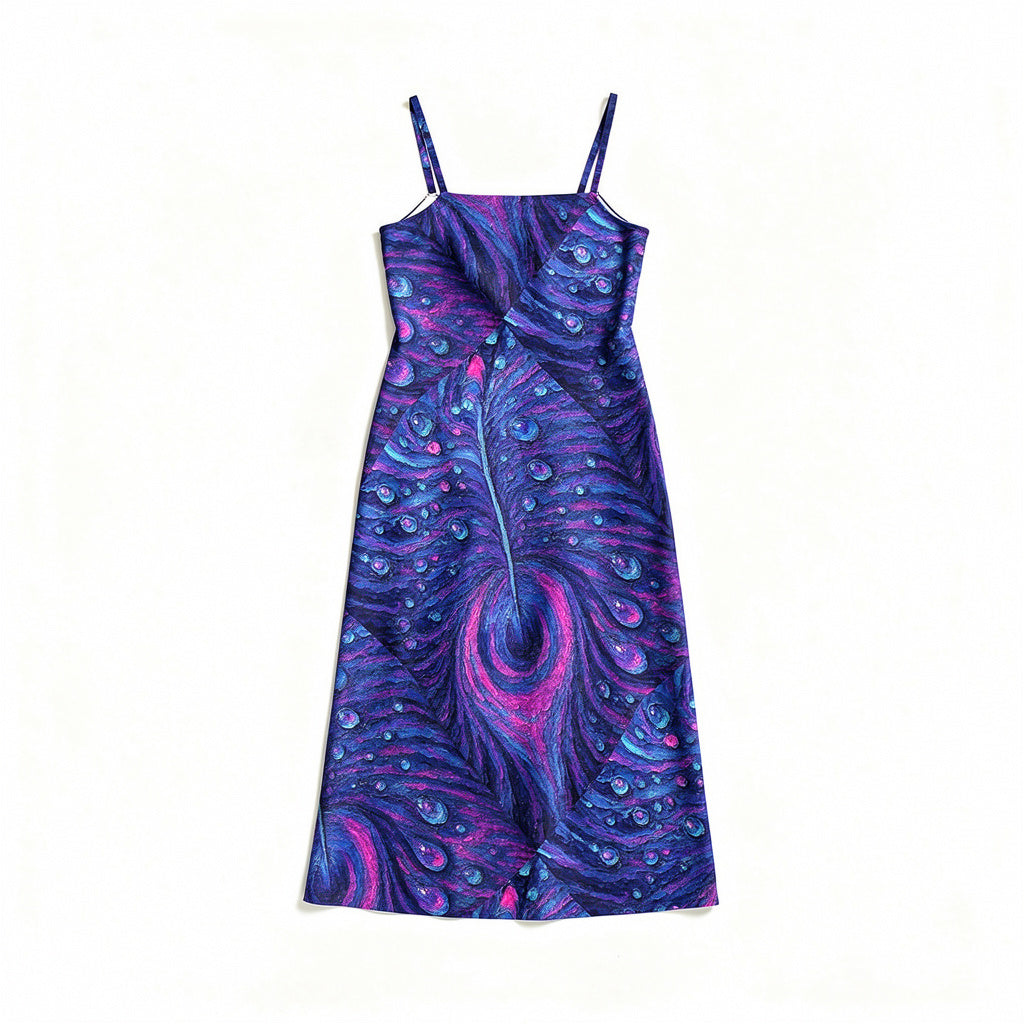 Bias Slip Dress Blue Blue Peacock Feather