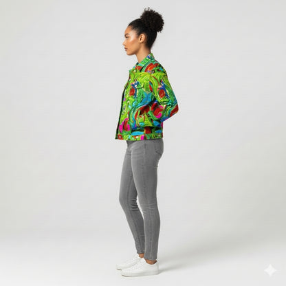 Demin Jacket Pink Water Lilies Jean Jacket