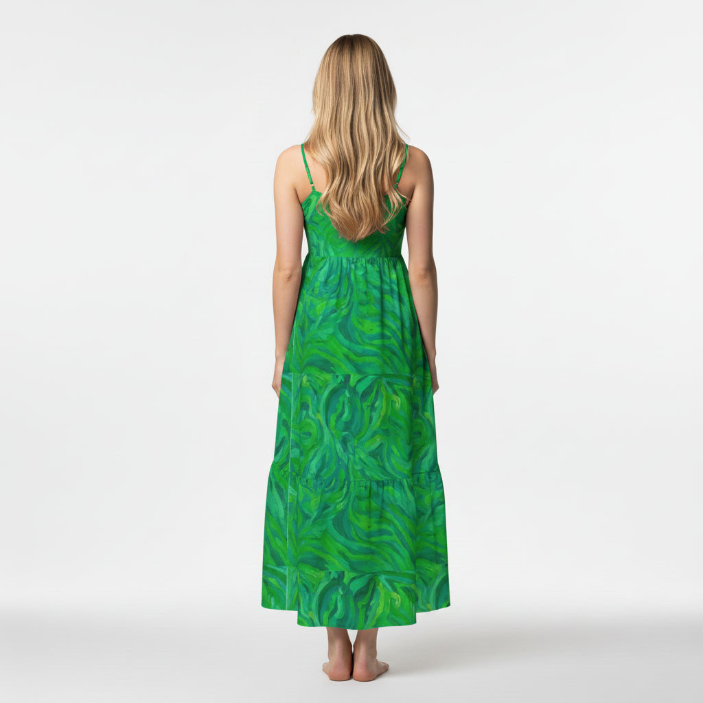 Maxi Dress – Lightweight Cotton Poplin Green Noodles 