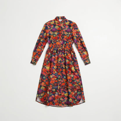 Button Front Shirt Dress Red Flower Bed