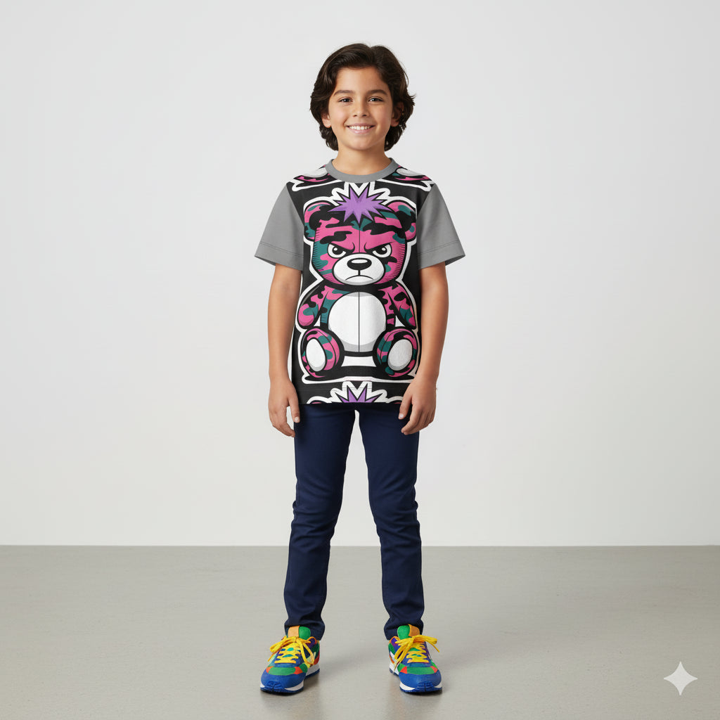 Unisex Toxic Teddy  Aqua/Pink Camo Tee