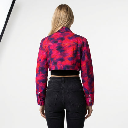 Cropped Jean Cotton Jacket Pink Paint