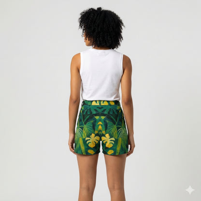 Regular Jean Shorts Green Leaves
