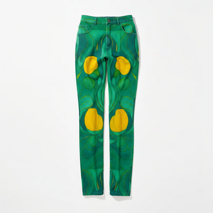 Skinny Jeans Yellow Flowers — Slim Jeans in Heavyweight Stretch Cotton Denim