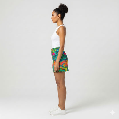 Denim Mini Skirt Green Jungle