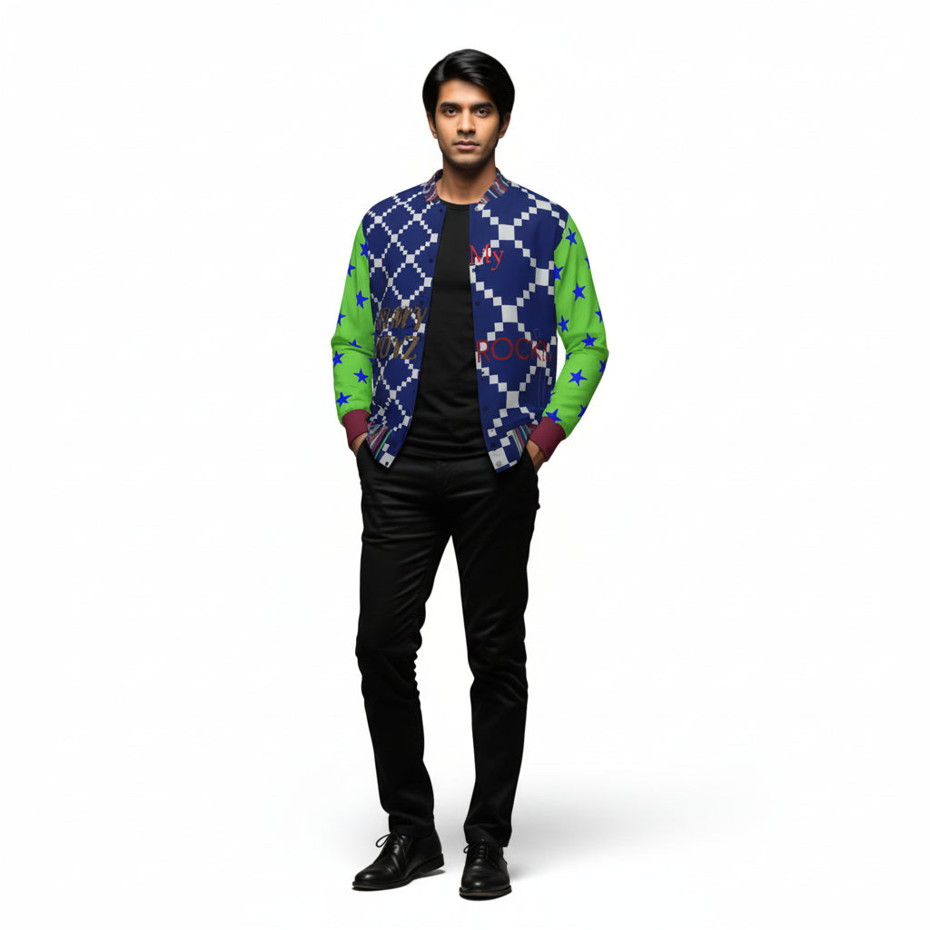 Snap Front Bomber Jacket in Rayon French Terry