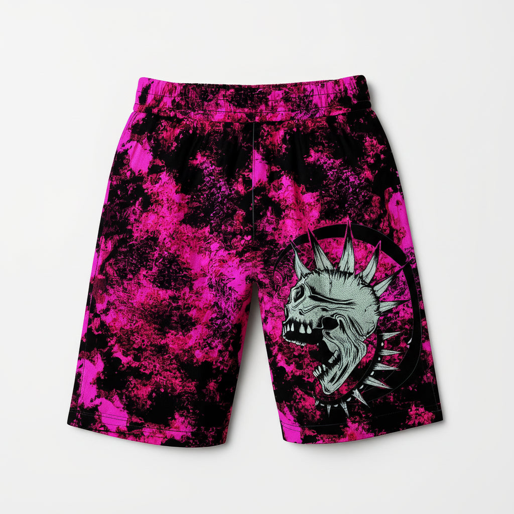 Pink Punk Skull Shorts