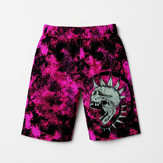 Pink Punk Skull Shorts