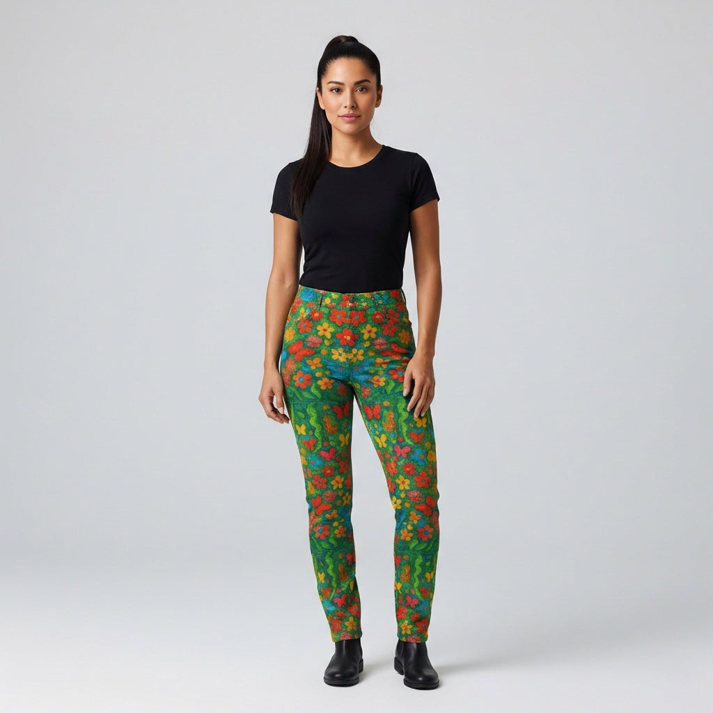 Skinny Jeans Butterfly Flowers