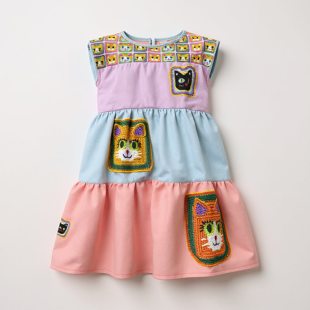 Meowsville Dress in Ice Cream