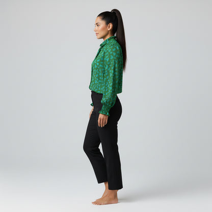 Women's Teal & Green Tied Neck Blouse