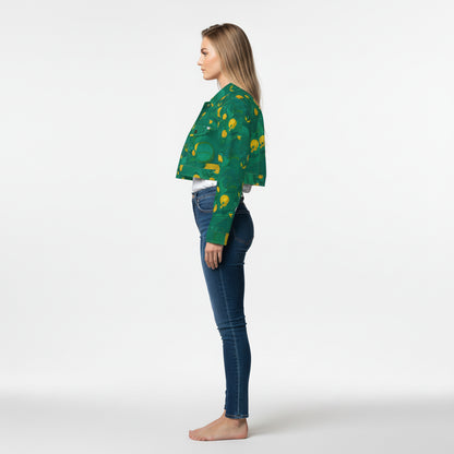 Cropped Jean Cotton Jacket Yellow Flowers