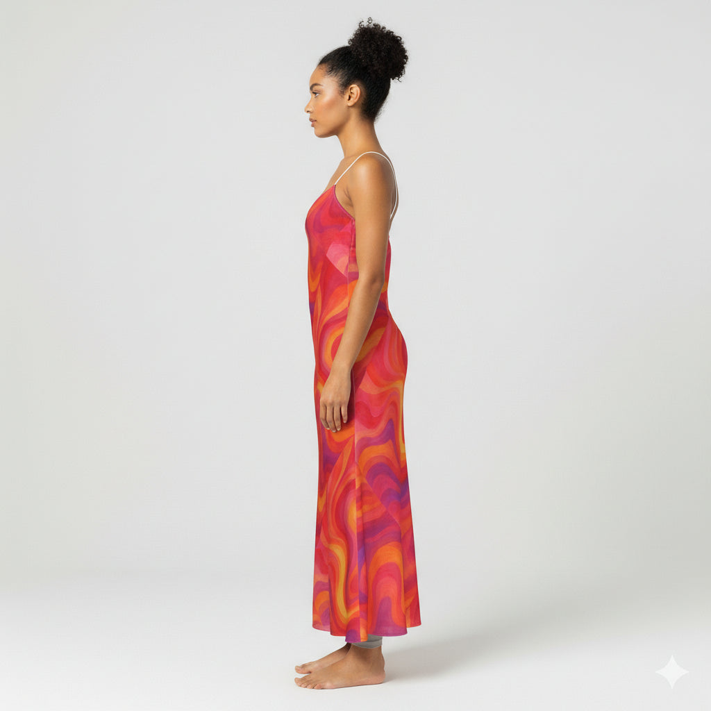 Bias Slip Dress Pink Sunset