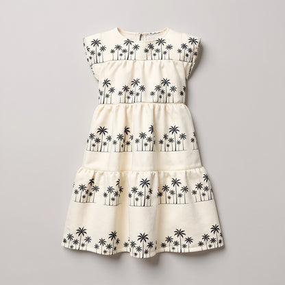Tropical Palm Print Dress for Girls
