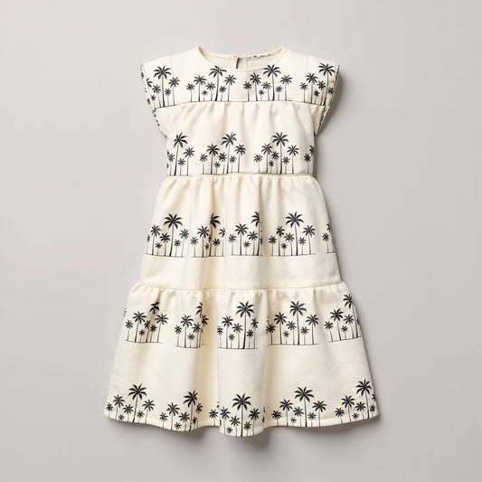 Tropical Palm Print Dress for Girls