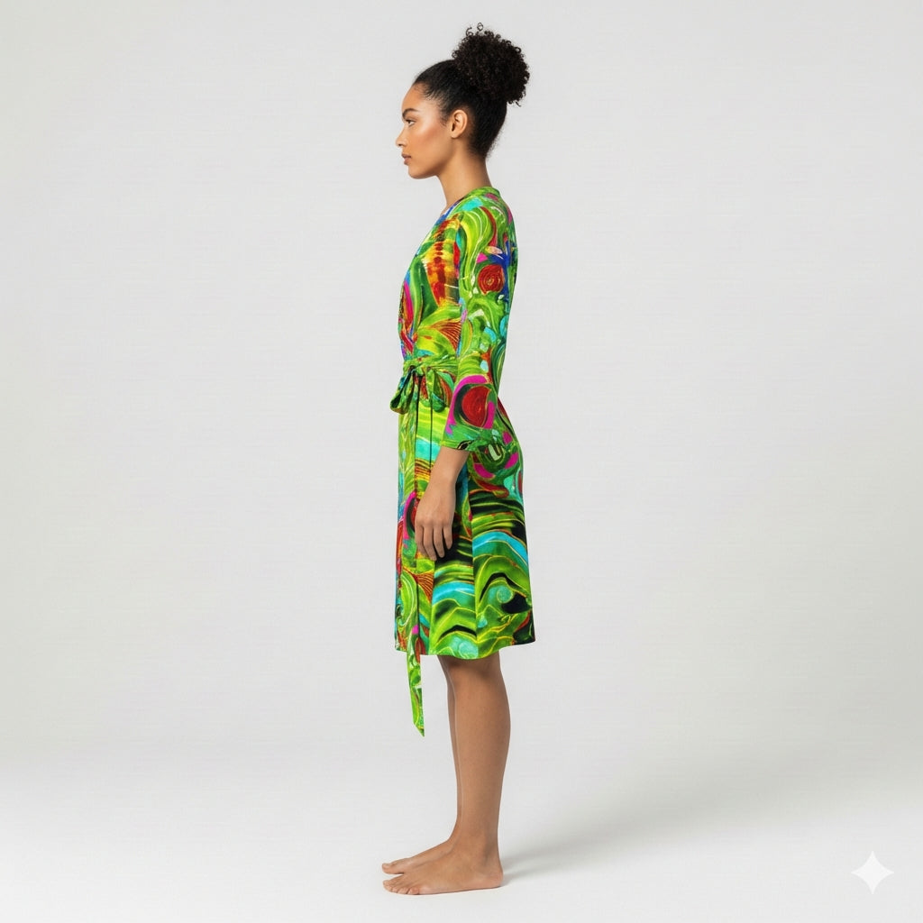 Wrap Dress Pink Water Lilies – Traditional Jersey Wrap Dress