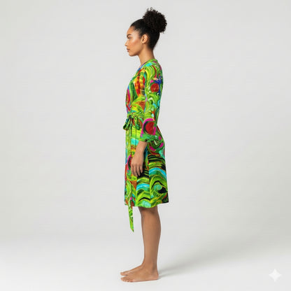 Wrap Dress Pink Water Lilies – Traditional Jersey Wrap Dress