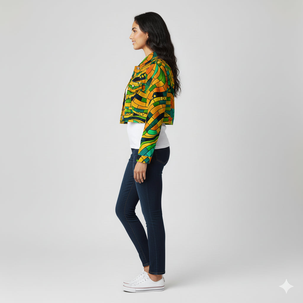 Cropped Jean Cotton Jacket Mosaic 11