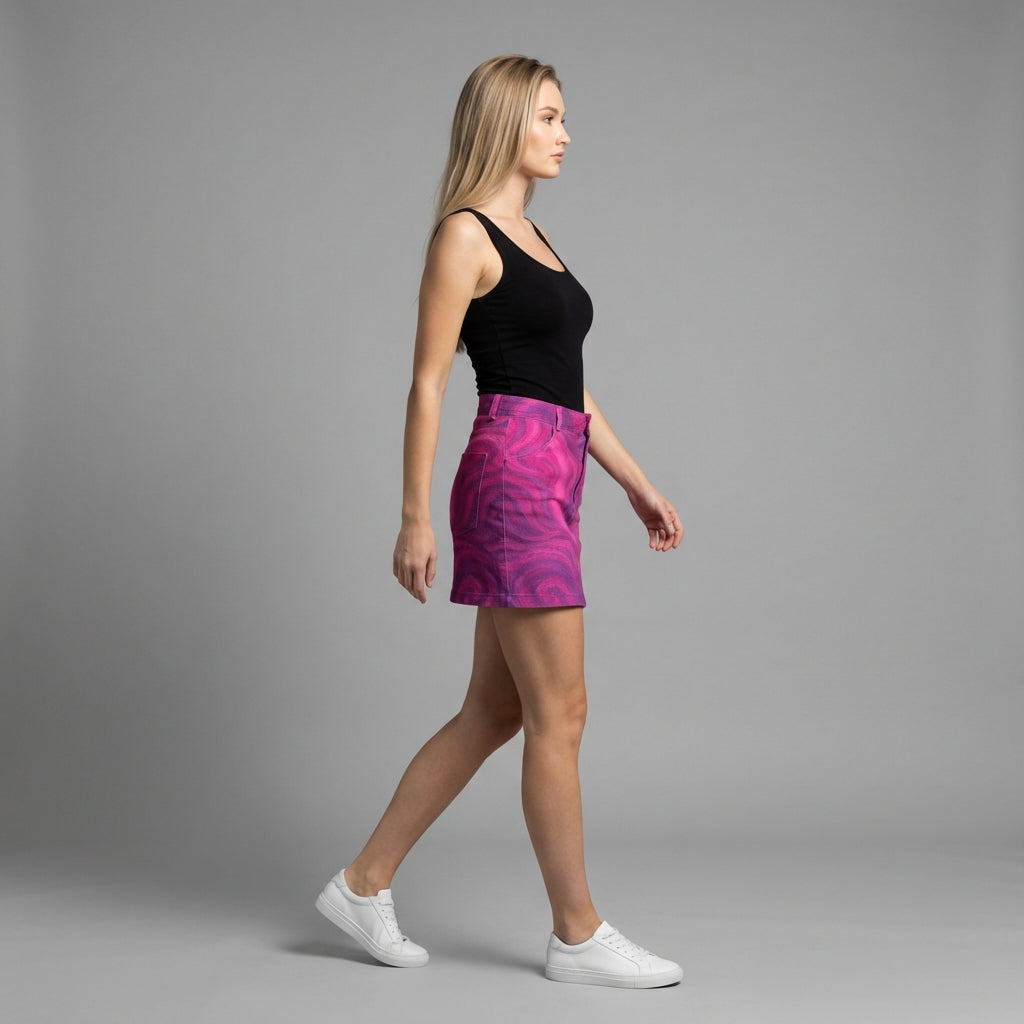 Denim Mini Skirt Purple Storm