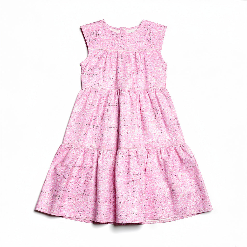 Ruffle Dress without Lining in Lightweight Cotton Poplin – Lilac Floral Speckle