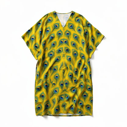 Caftan Yellow Flowers in Organic Cotton Voile