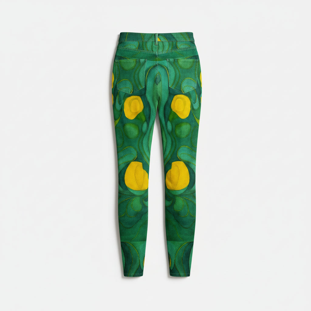 Skinny Jeans Yellow Flowers — Slim Jeans in Heavyweight Stretch Cotton Denim
