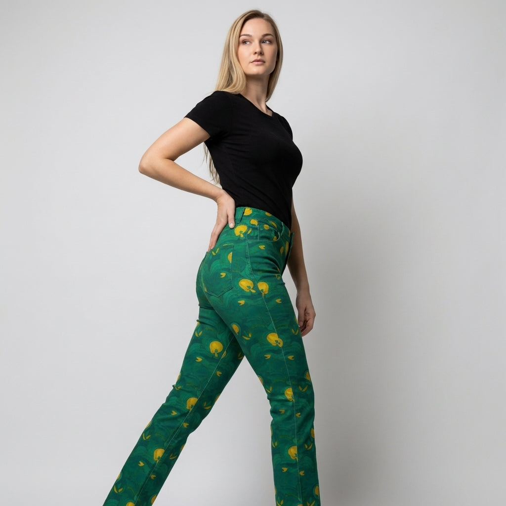 Skinny Jeans Yellow Flowers – Slim Jeans in Heavyweight Stretch Cotton Denim