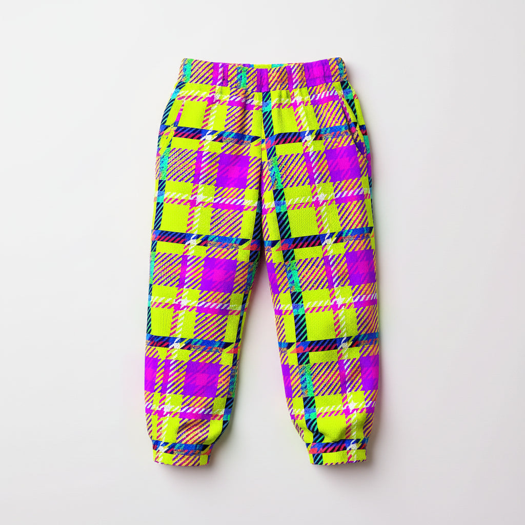 Kid's Neon Plaid Jogger